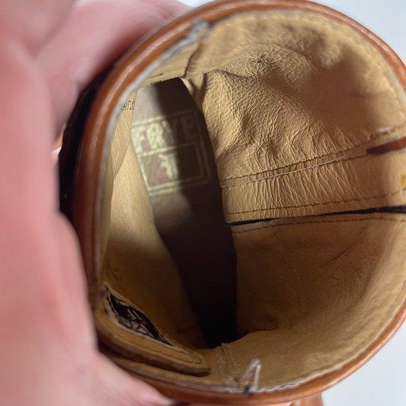 Frye Size 7 Cognac Brown Leather Short Engineer Boots Zippers - Picture 4 of 9